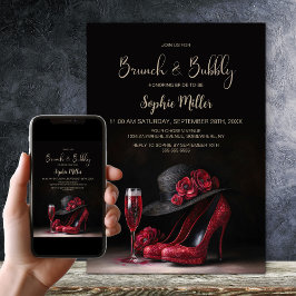 Invitación Red High Heel Shoes Brunch and Bubbly