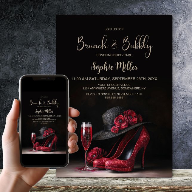 Invitación Red High Heel Shoes Brunch and Bubbly (Subido por el creador)