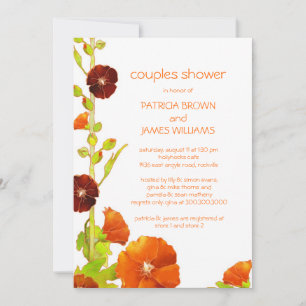Invitación Red Hollyhocks Floral Boda Parejas Ducha