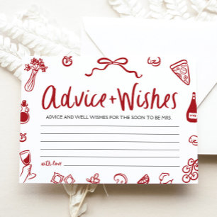 Invitación Red Italiana Consejos y Deseos Bridal Shower Game