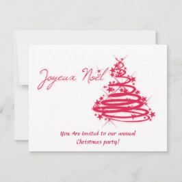Invitación Red Joyeux Noël con árbol de Navidad