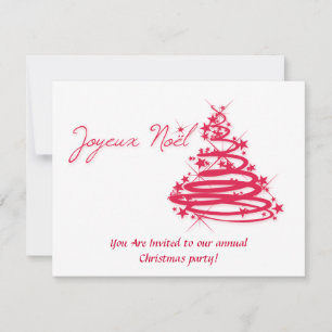 Invitación Red Joyeux Noël con árbol de Navidad