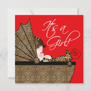 Invitación Red Leopard Baby Shower