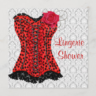 Invitación Red Leopard Corset Lingerie Bridal Shower
