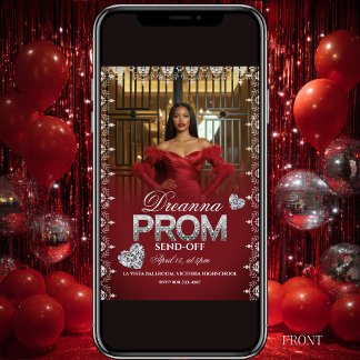 Invitación Red Luxury Elegant Prom Send-Off Invitation
