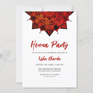 Invitación Red Mandala Mehndi Henna Fiesta
