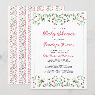 Invitación Red Meadow Floral Grandmillennial Baby Shower