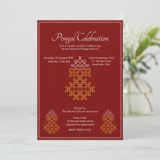 Invitación Red Minimal Tamil Kolam Pongal
