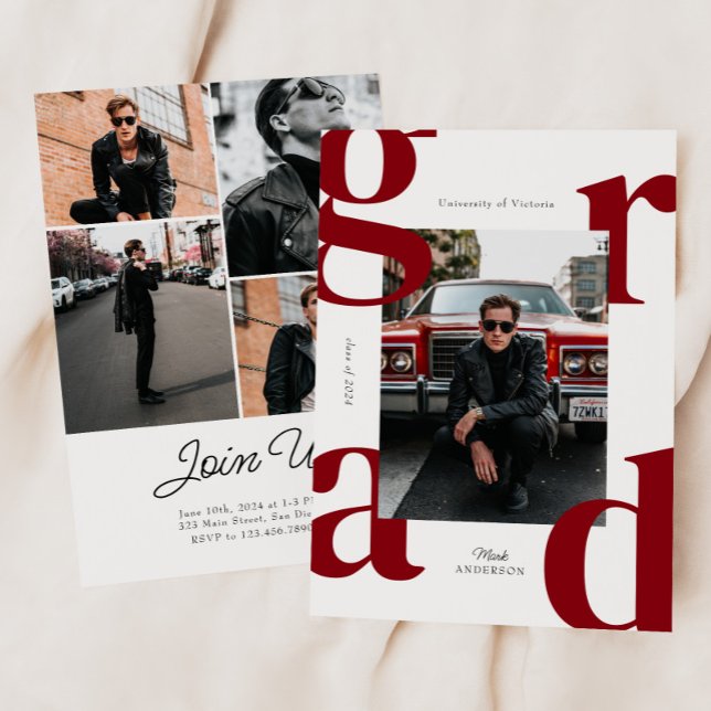 Invitación Red Modern Bold Class de 2024 Graduación (Subido por el creador)