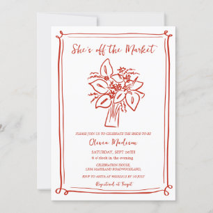 Invitación Red Modern está fuera de la ducha de novia del mer