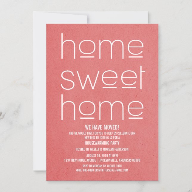 Invitación Red Modern Sweet Home Fiesta de calentamiento de l (Anverso)