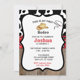 Invitación Red My First Rodeo Cowboy Western Birday