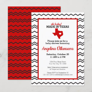 Invitación Red Oh Baby! Chevron hecho en la ducha de Texas