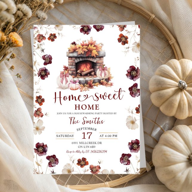 Invitación Red Otumn Wildflower Hogar Dulce Hogar Calentador (Subido por el creador)