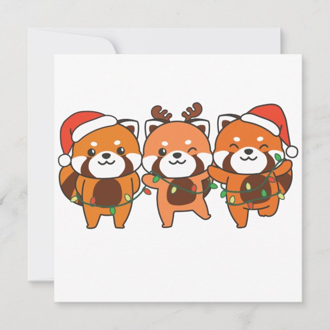 Invitación Red Panda Christmas Animals Cute Red Pandas Invita (Anverso)