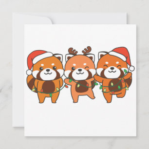 Invitación Red Panda Christmas Animals Cute Red Pandas Invita