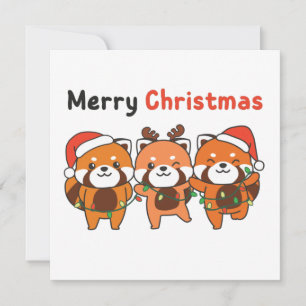 Invitación Red Panda Christmas Red Pandas Merry Christmas Inv