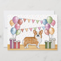 Red Pembroke Welsh Corgi Colorful Pastel Cumpleaño