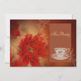 Invitación Red Peony Chino ducha de té fiesta