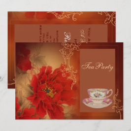 Invitación Red Peony Chino ducha de té fiesta