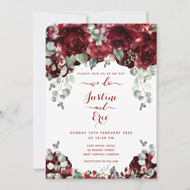 Invitación Red Peony Epiphany Luxury Wedtation Suite (Anverso)