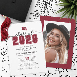 Invitación Red Photo Graduation Party