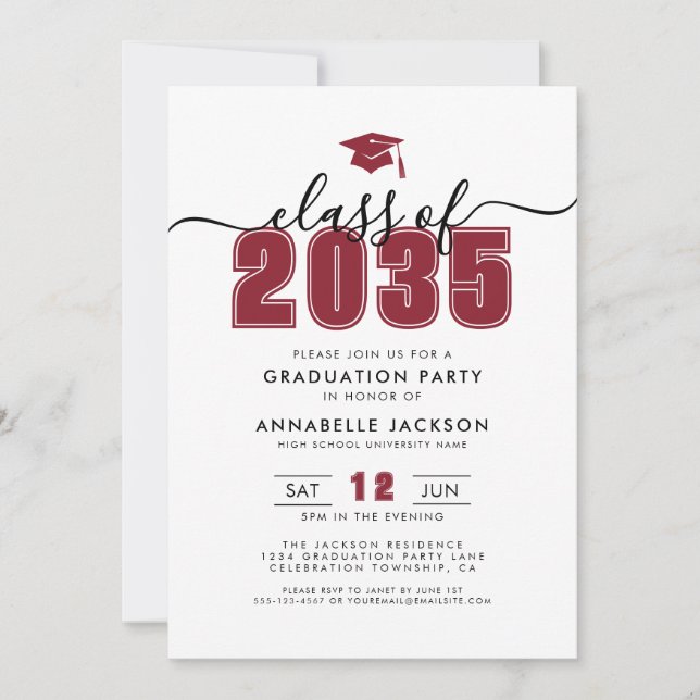 Invitación Red Photo Graduation Party (Anverso)