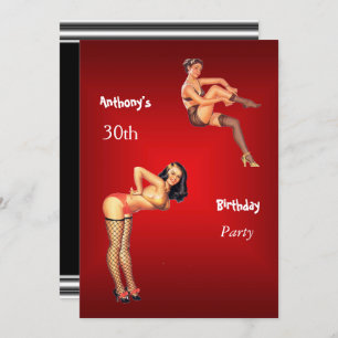 Invitación Red Pin-up Chicas fiesta de cumpleaños 
