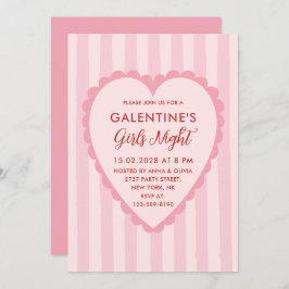 Invitación Red Pink Hand Drawn Galentine's Girls Night  Party