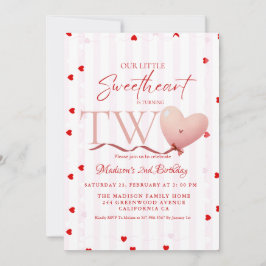 Invitación Red Pink Heart Valentine's Day Sweetheart Birthday