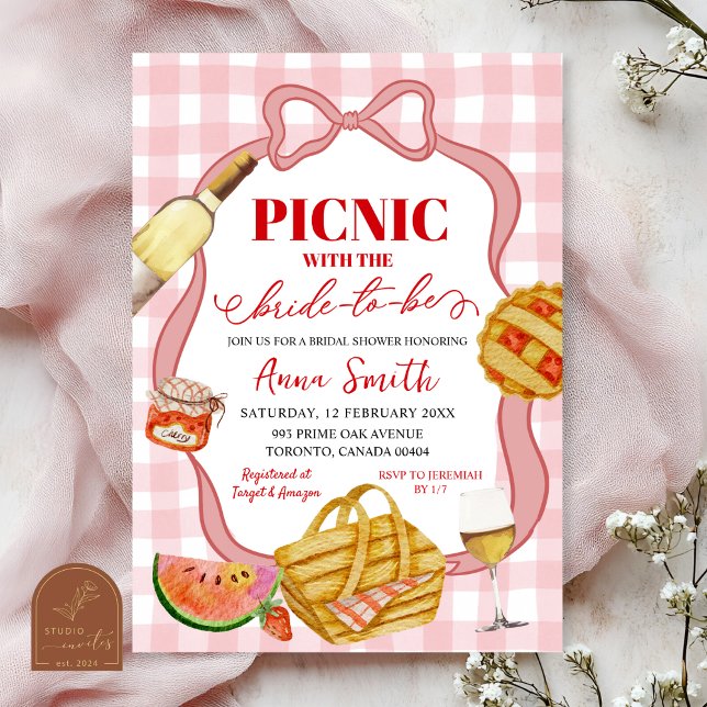 Invitación Red Pink Italian Picnic That's Amore Bridal Shower (Subido por el creador)