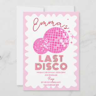 Invitación Red Pink Last Disco Hen Fiesta Weekend Itinerario