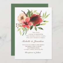 Red Pink Rubor Floral Garden Boda cristiana