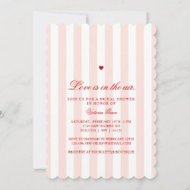 Invitación Red Pink Stripe Love is in the Air Bridal Shower
