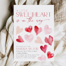 Red Pink Valentine Hearts Squerido Baby Shower