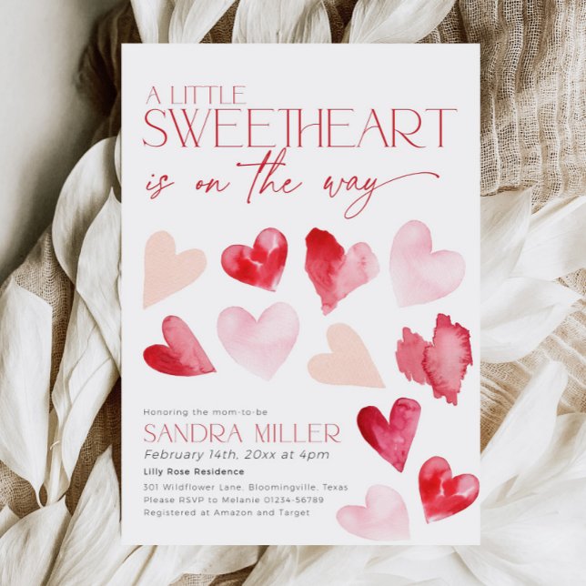 Invitación Red Pink Valentine Hearts Squerido Baby Shower (Subido por el creador)