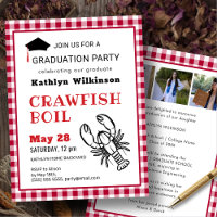 Red Plaid Crawfish Boil 3 Partido de Graduación Fo