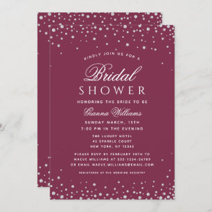 Invitación Red Plum Diamonds Moderno Luxury Bridal Shower