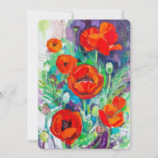 Invitación Red Poppies Impasto Art Floral