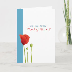 Invitación Red Poppy Aqua sé mi doncella de honor