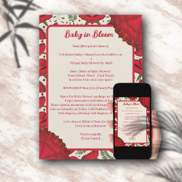 Invitación Red Poppy Baby Shower por distancia