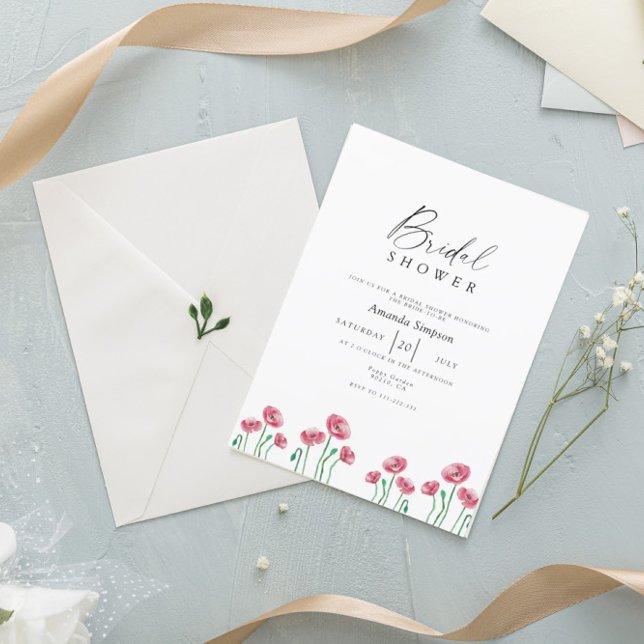 Invitación Red Poppy Garden Floral Bridal Shower (Subido por el creador)