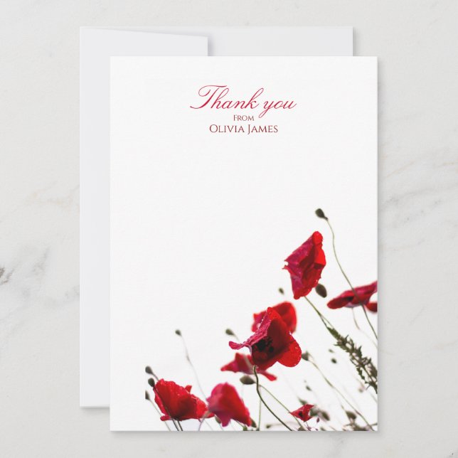 Invitación Red Poppy Gracias Cartas (Anverso)