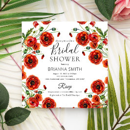 Invitación Red Poppy Romántico Floral Elegante ducha de novia