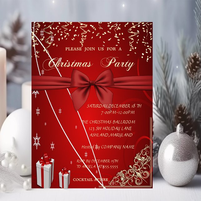 Invitación Red Presents, Bow, Confetti Company Navidades Fies (Subido por el creador)