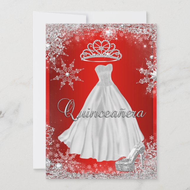 Invitación Red Quinceanera 15.ª Elite Elegant Birthday Party (Anverso)