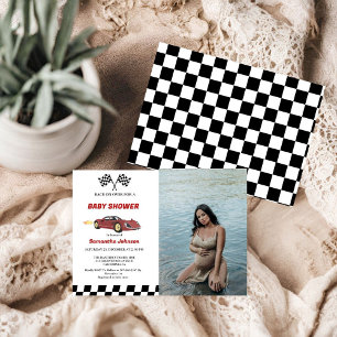 Invitación Red Race Car Boy Baby Shower