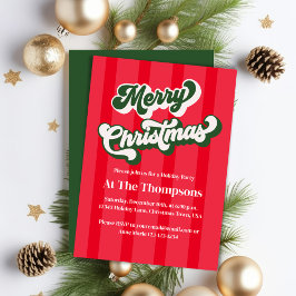 Invitación Red Retro Merry Christmas Fiesta