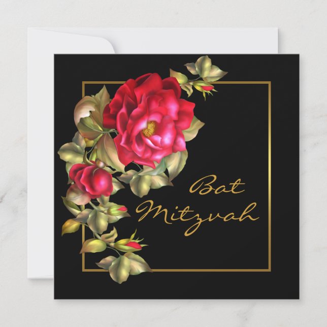 Invitación Red Rose Bat Mitzvah (Anverso)