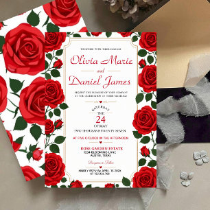 Invitación Red Rose Classic Rose Garden Elegant Floral
